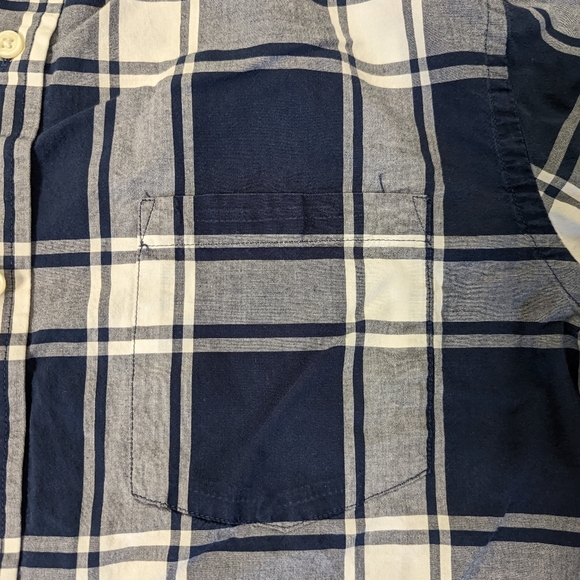 Banana Republic Factory Standard Fit blue plaid long sleeve button down L - Picture 3 of 6